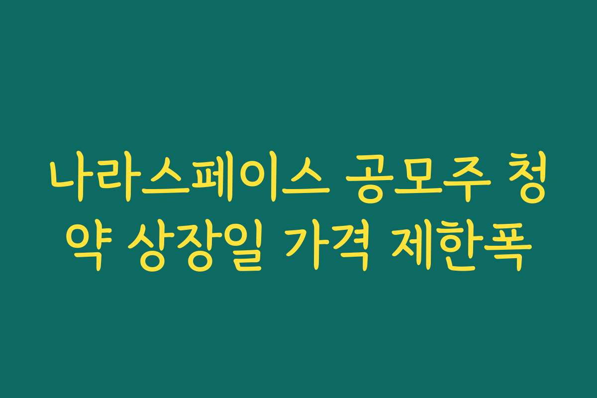 나라스페이스 공모주 청약 상장일 가격 제한폭