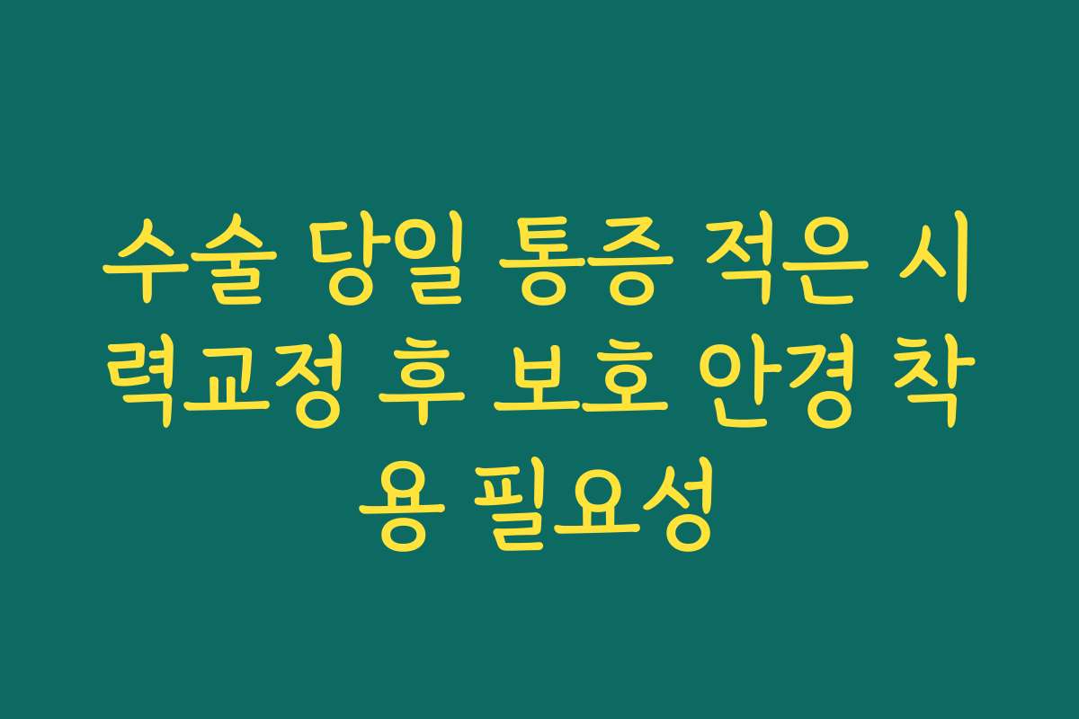 수술 당일 통증 적은 시력교정 후 보호 안경 착용 필요성