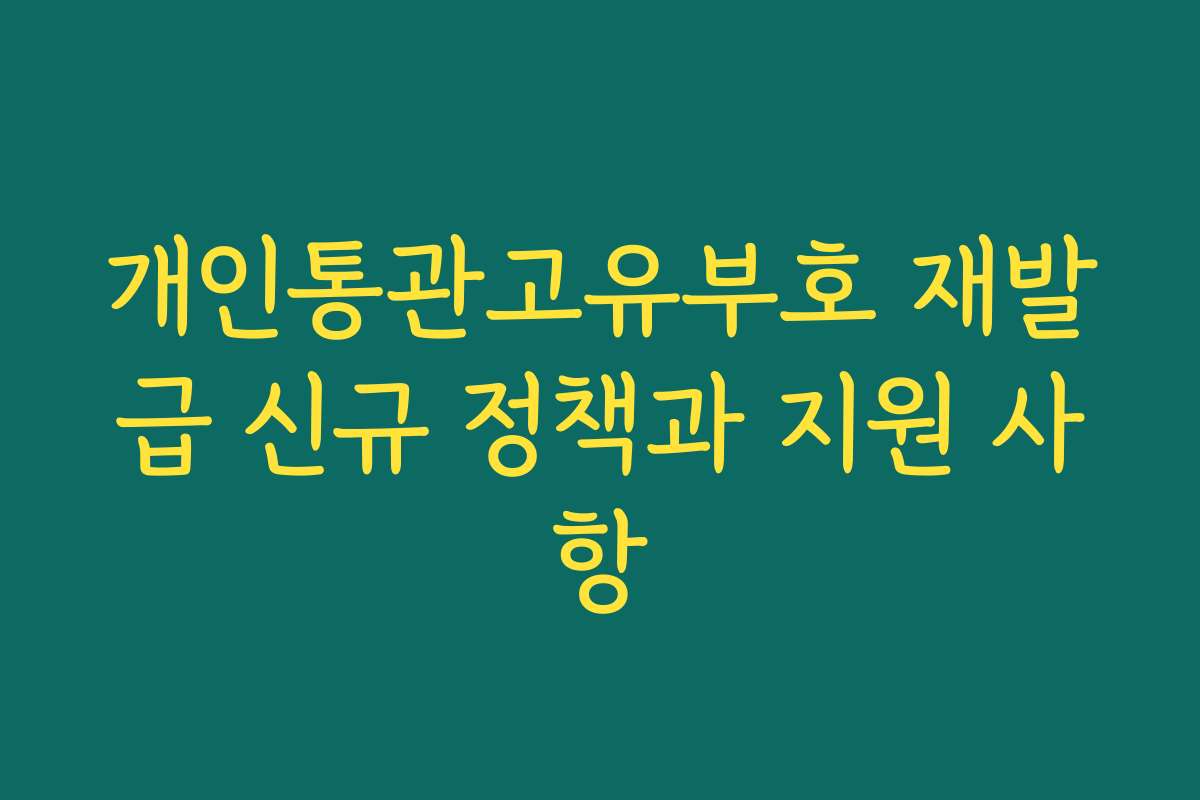 개인통관고유부호 재발급 신규 정책과 지원 사항
