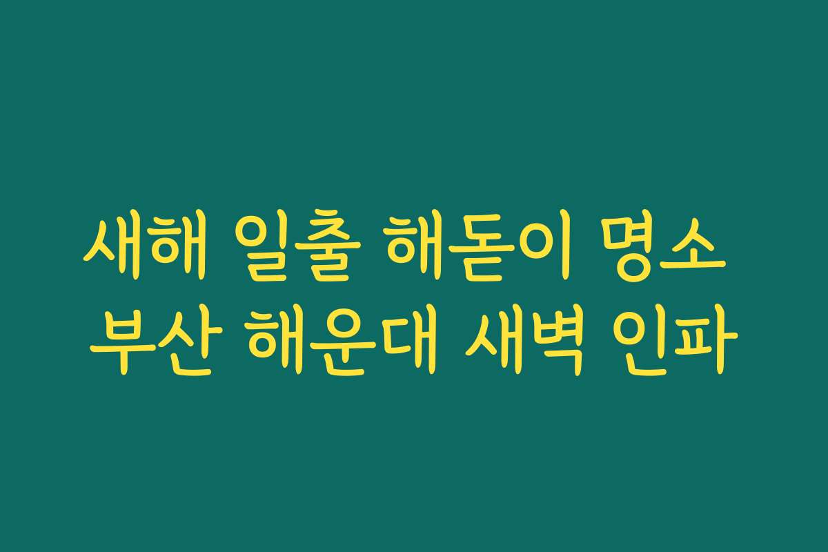 새해 일출 해돋이 명소 부산 해운대 새벽 인파