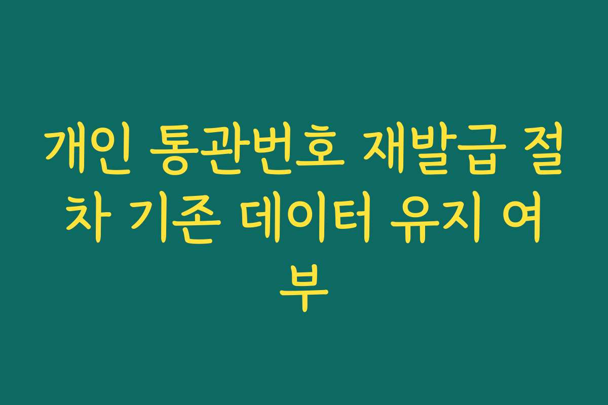 개인 통관번호 재발급 절차 기존 데이터 유지 여부