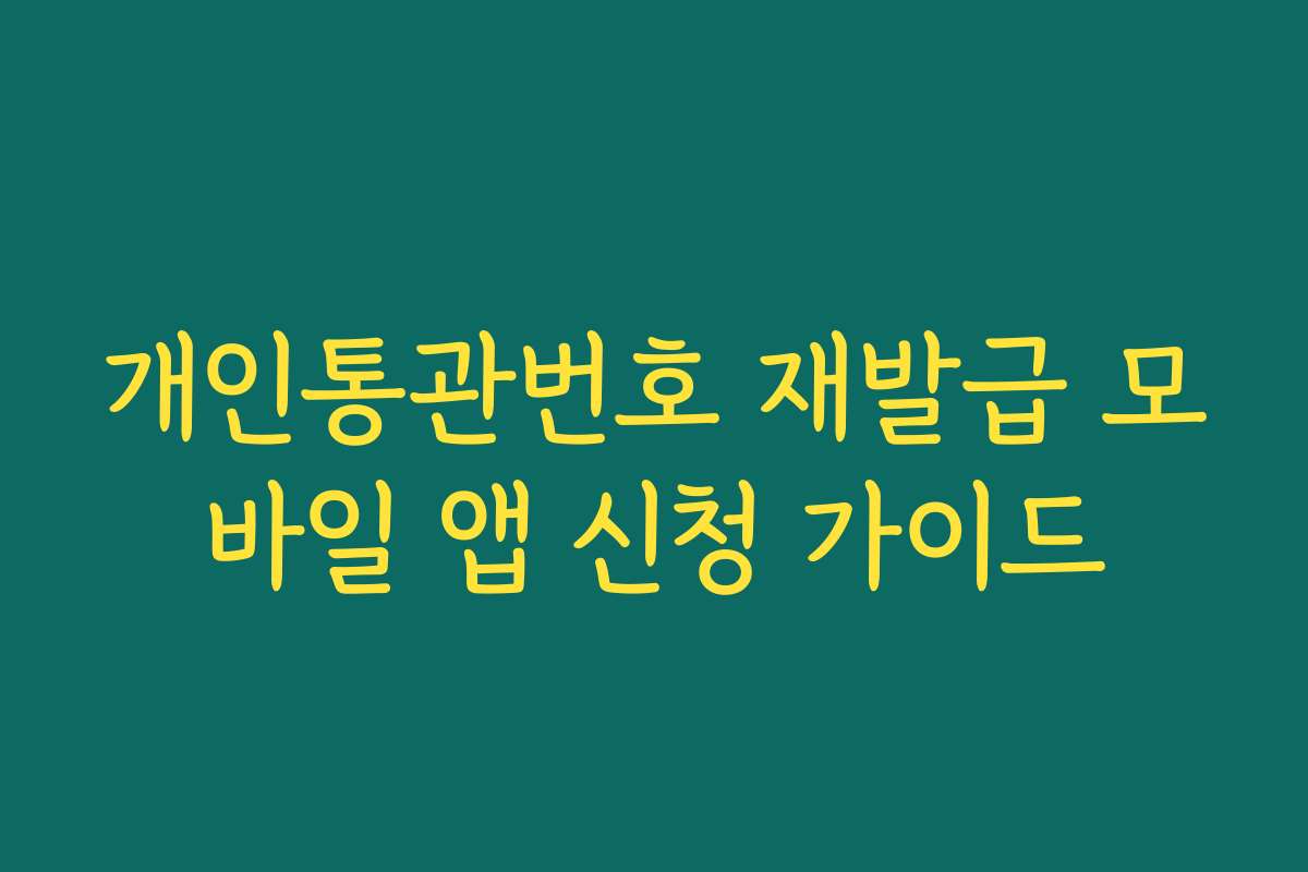 개인통관번호 재발급 모바일 앱 신청 가이드