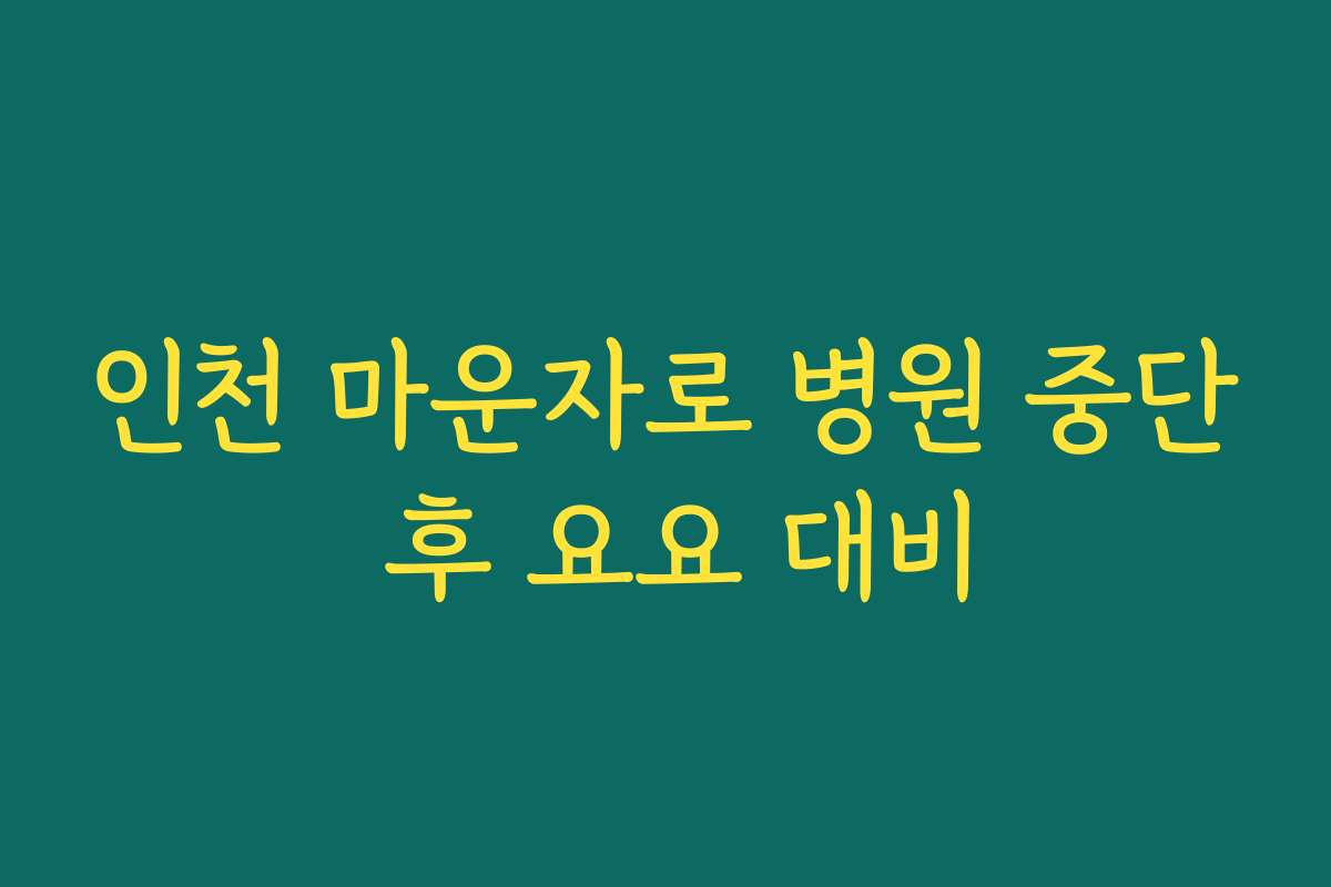 인천 마운자로 병원 중단 후 요요 대비