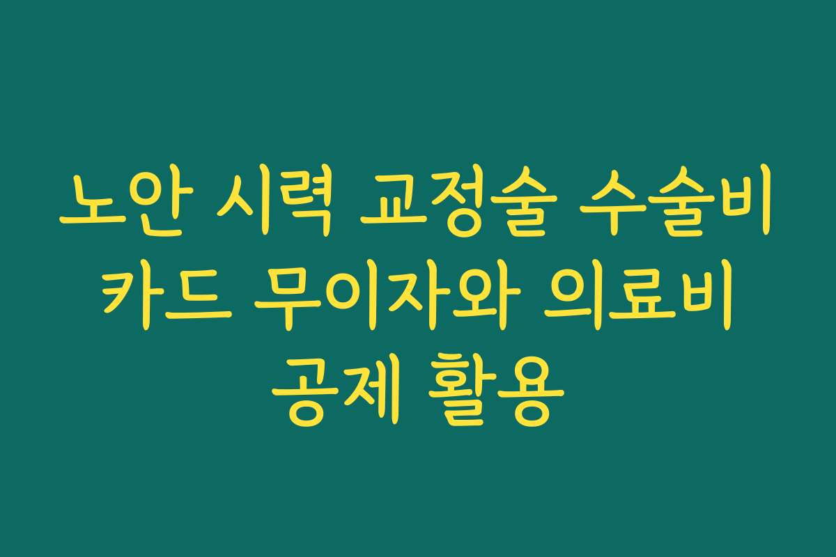 노안 시력 교정술 수술비 카드 무이자와 의료비 공제 활용