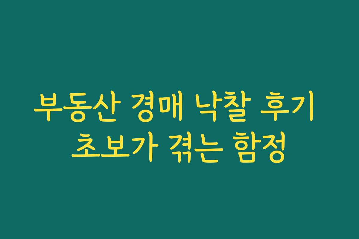 부동산 경매 낙찰 후기 초보가 겪는 함정
