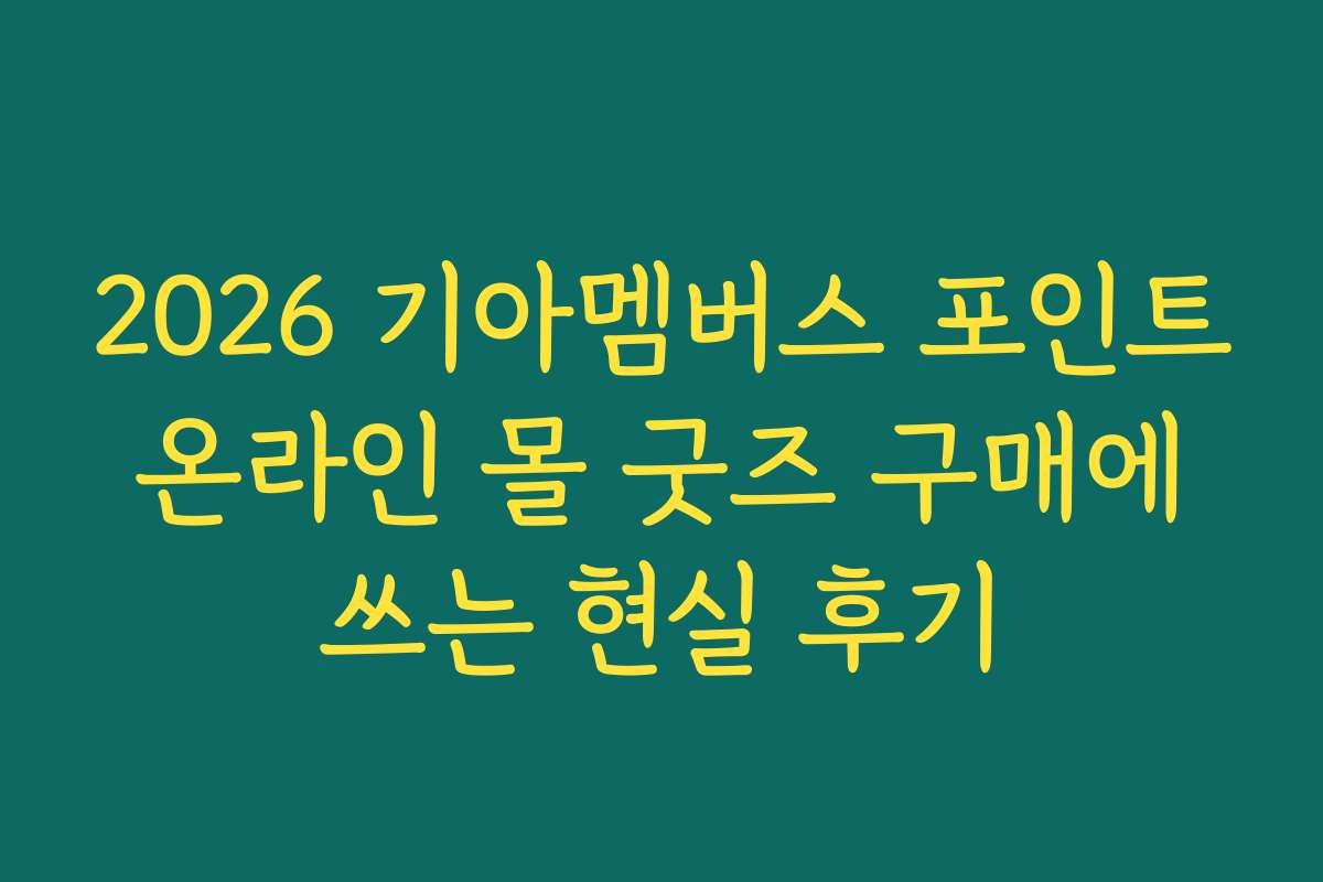 2026 기아멤버스 포인트 온라인 몰 굿즈 구매에 쓰는 현실 후기