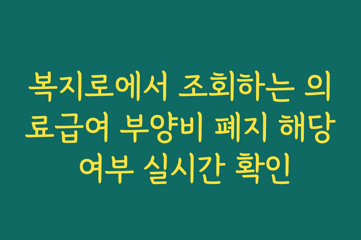 복지로에서 조회하는 의료급여 부양비 폐지 해당 여부 실시간 확인