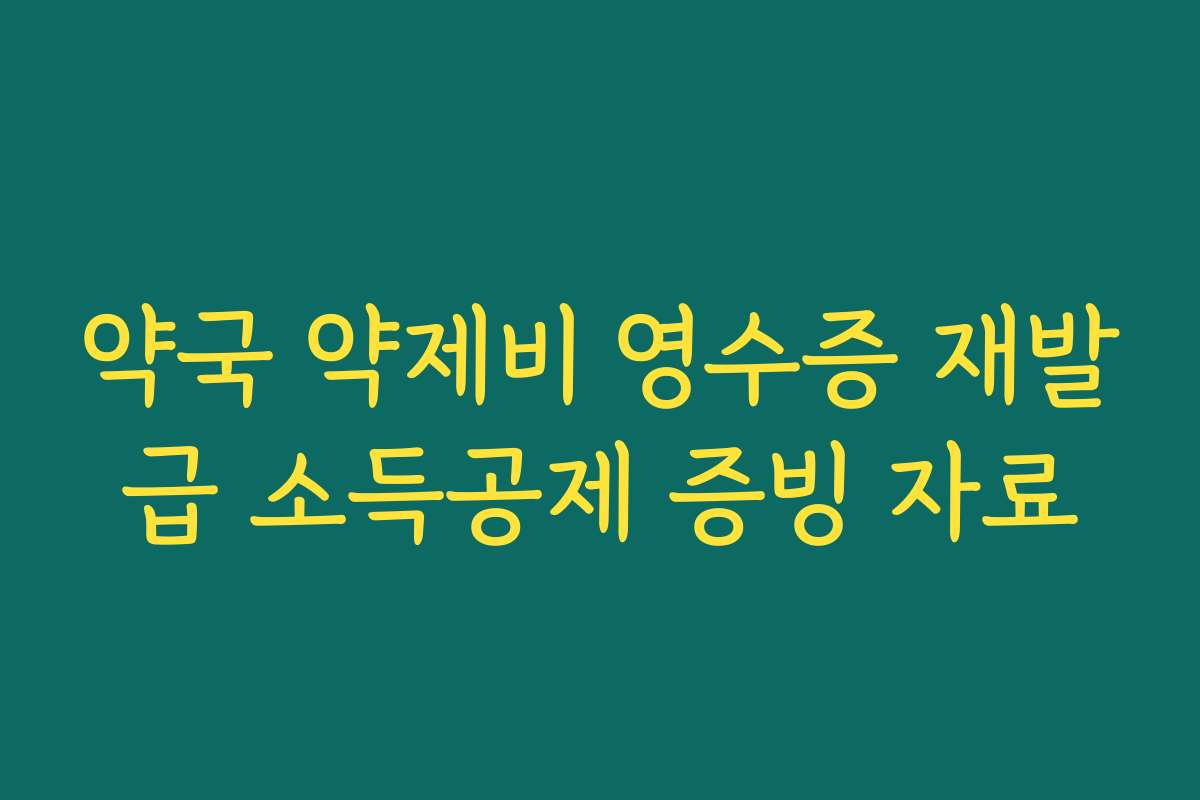 약국 약제비 영수증 재발급 소득공제 증빙 자료