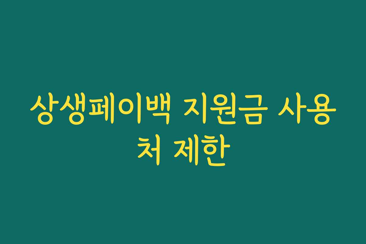 상생페이백 지원금 사용처 제한