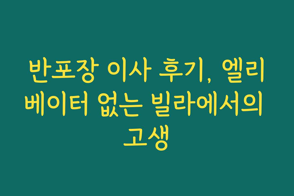 반포장 이사 후기, 엘리베이터 없는 빌라에서의 고생