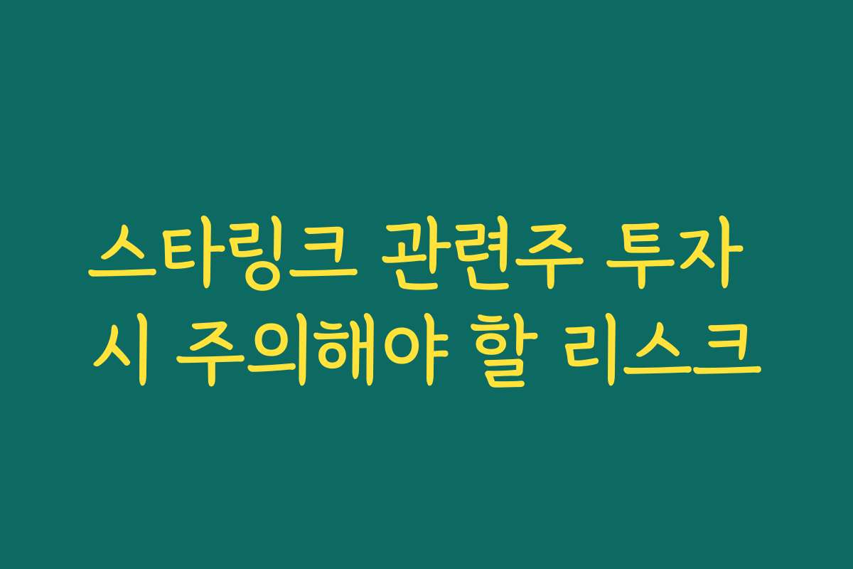스타링크 관련주 투자 시 주의해야 할 리스크