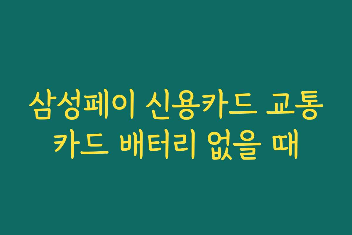 삼성페이 신용카드 교통카드 배터리 없을 때