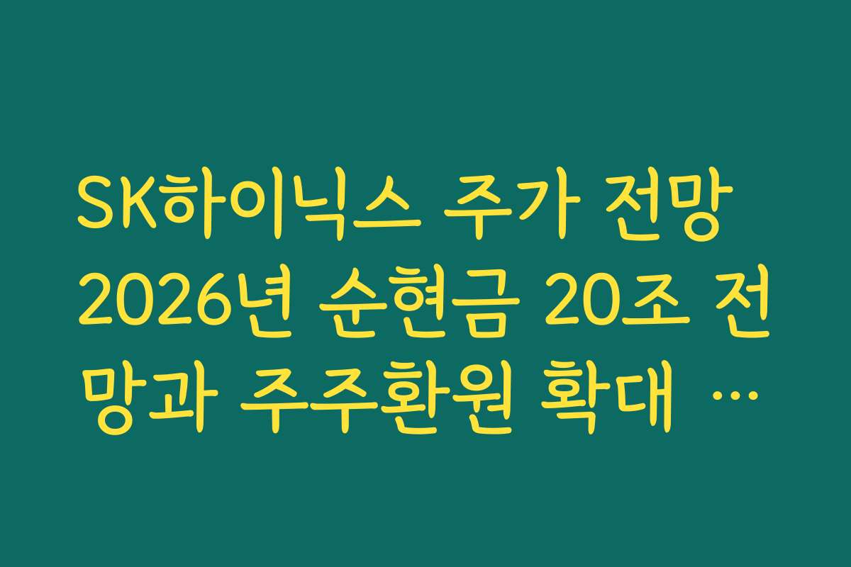 SK하이닉스 주가 전망  2026년 순현금 20조 전망과 주주환원 확대 가능성 따져보기