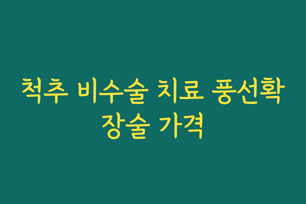 척추 비수술 치료 풍선확장술 가격