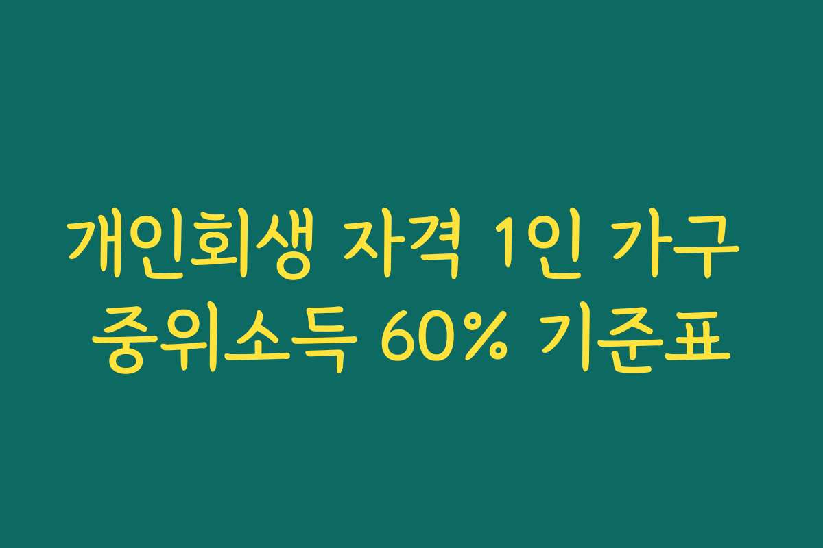 개인회생 자격 1인 가구 중위소득 60% 기준표