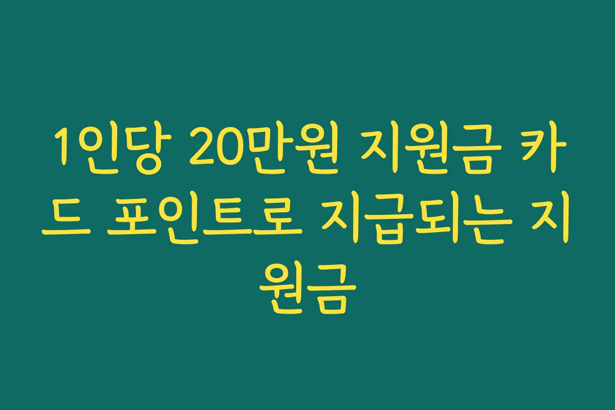 1인당 20만원 지원금 카드 포인트로 지급되는 지원금