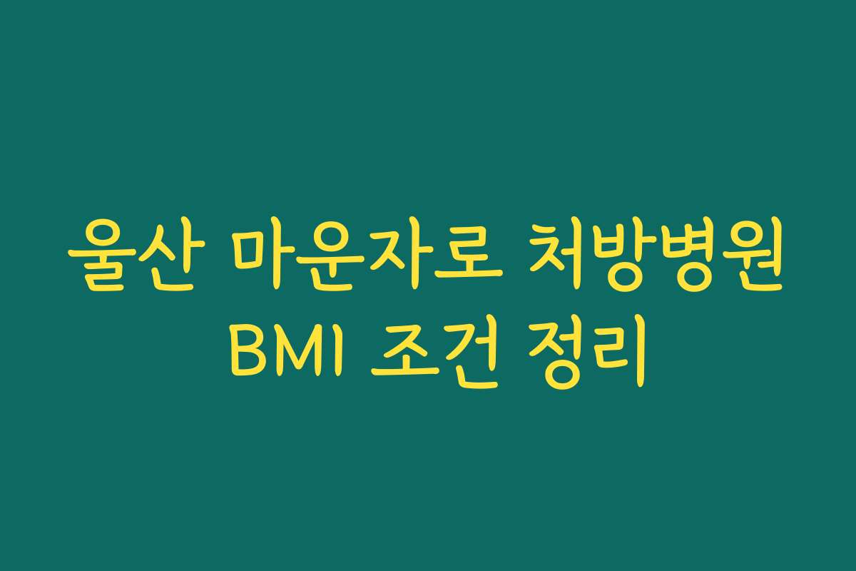 울산 마운자로 처방병원 BMI 조건 정리