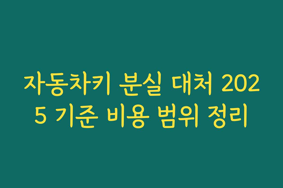 자동차키 분실 대처 2025 기준 비용 범위 정리