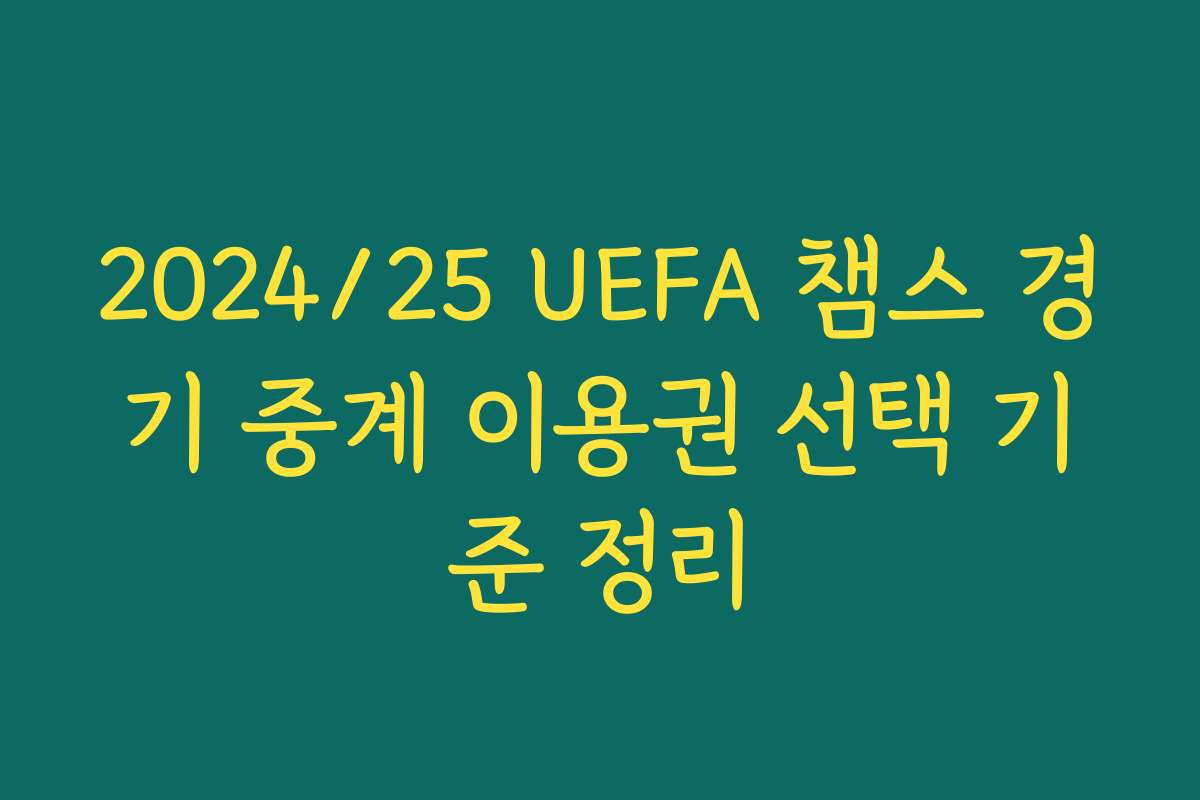 2024/25 UEFA 챔스 경기 중계 이용권 선택 기준 정리