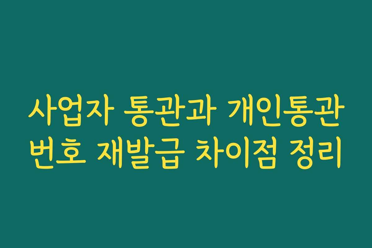 사업자 통관과 개인통관번호 재발급 차이점 정리
