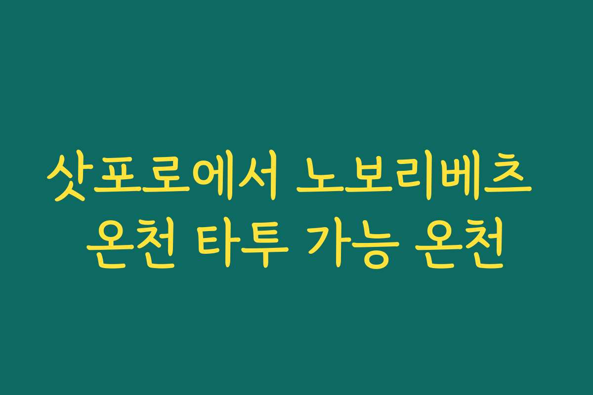 삿포로에서 노보리베츠 온천 타투 가능 온천