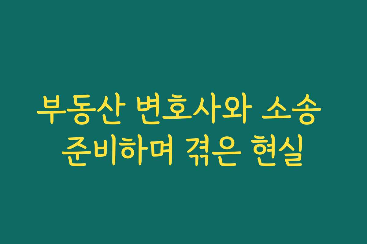 부동산 변호사와 소송 준비하며 겪은 현실