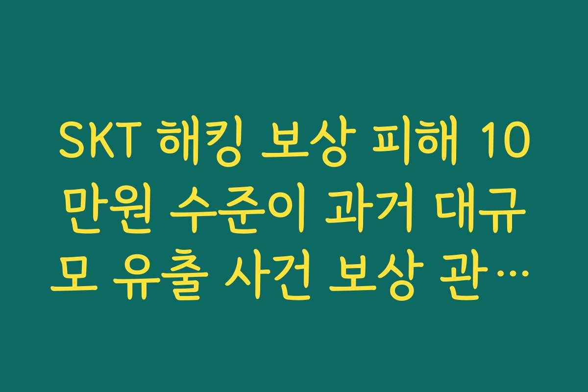 SKT 해킹 보상 피해 10만원 수준이 과거 대규모 유출 사건 보상 관행과 비슷한 이유