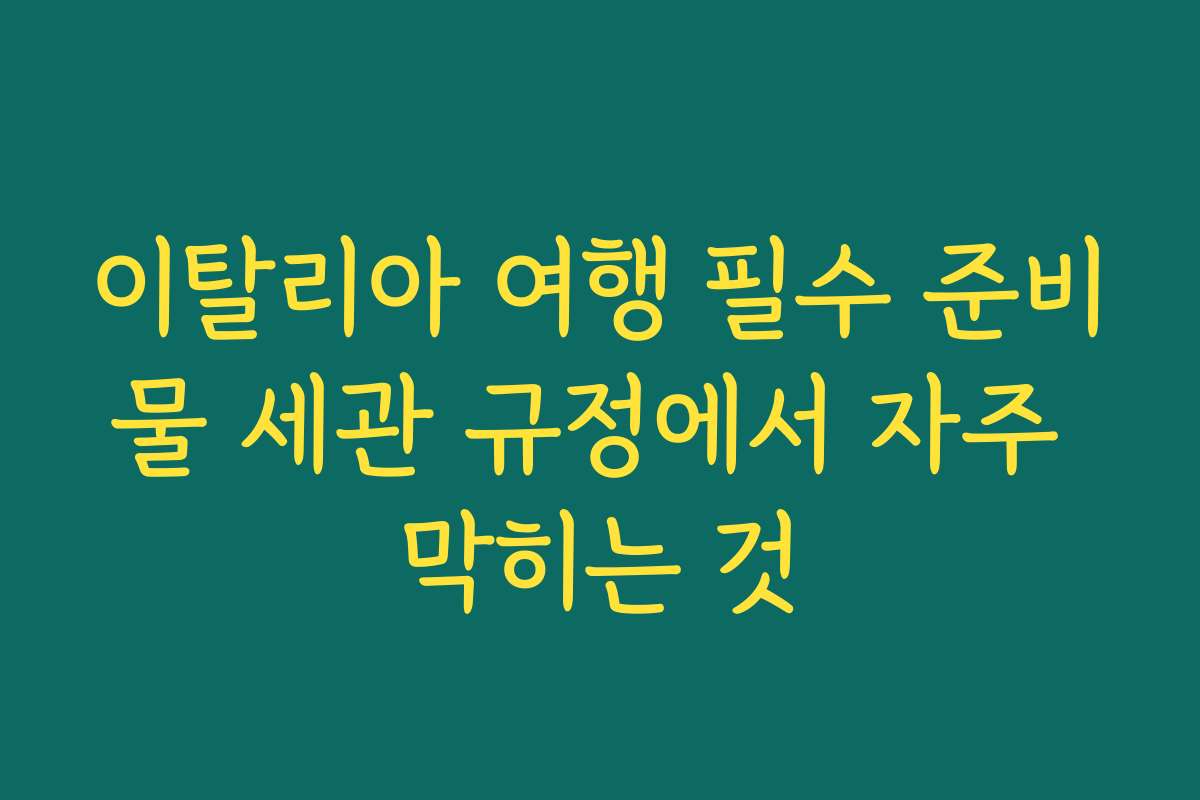 이탈리아 여행 필수 준비물 세관 규정에서 자주 막히는 것
