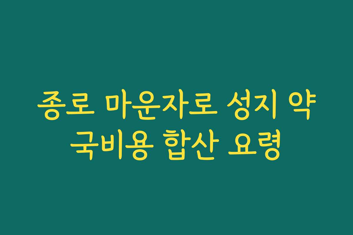 종로 마운자로 성지 약국비용 합산 요령