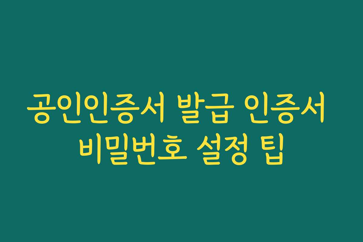 공인인증서 발급 인증서 비밀번호 설정 팁