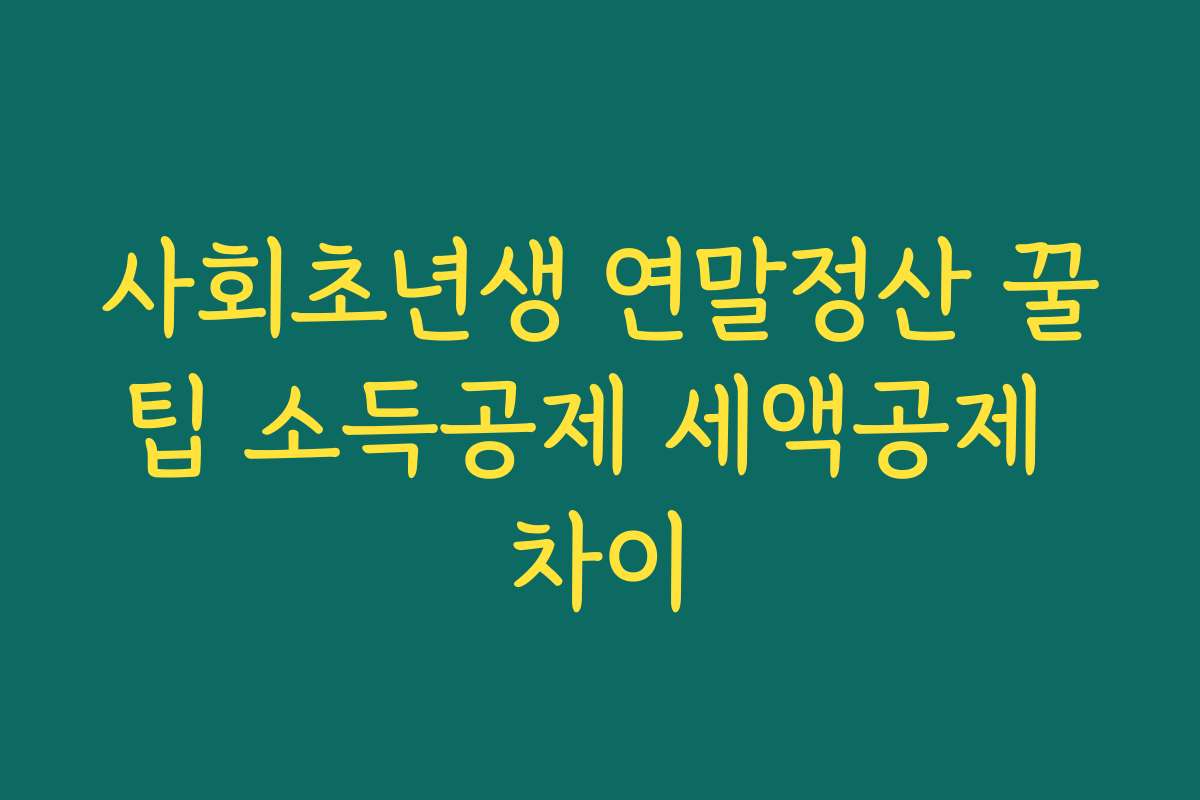 사회초년생 연말정산 꿀팁 소득공제 세액공제 차이
