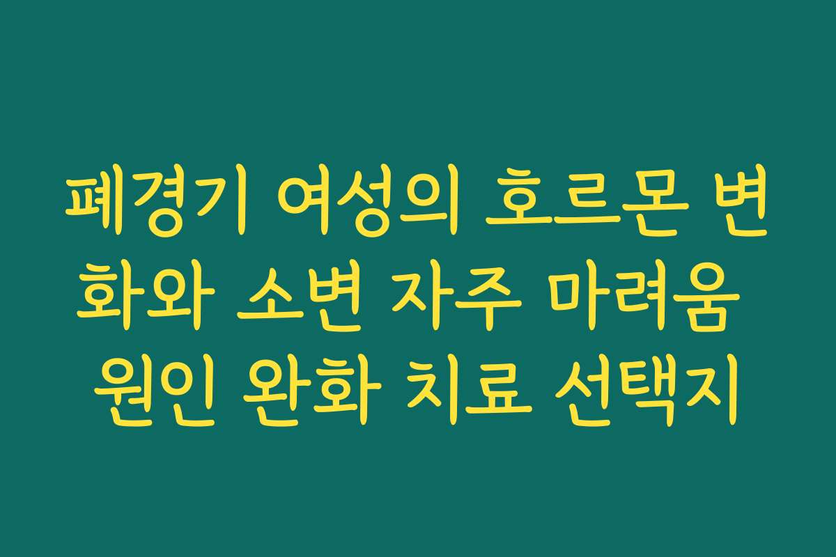 폐경기 여성의 호르몬 변화와 소변 자주 마려움 원인 완화 치료 선택지