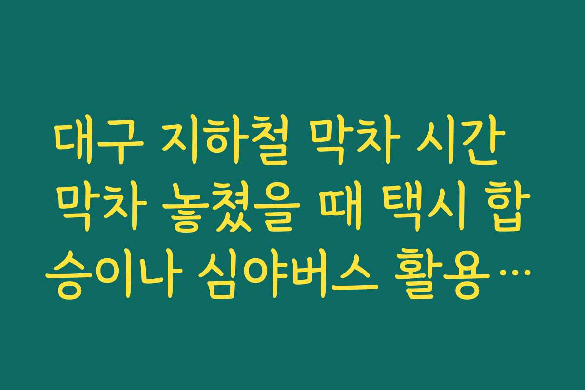 대구 지하철 막차 시간  막차 놓쳤을 때 택시 합승이나 심야버스 활용하는 대체 방안 함께 보기