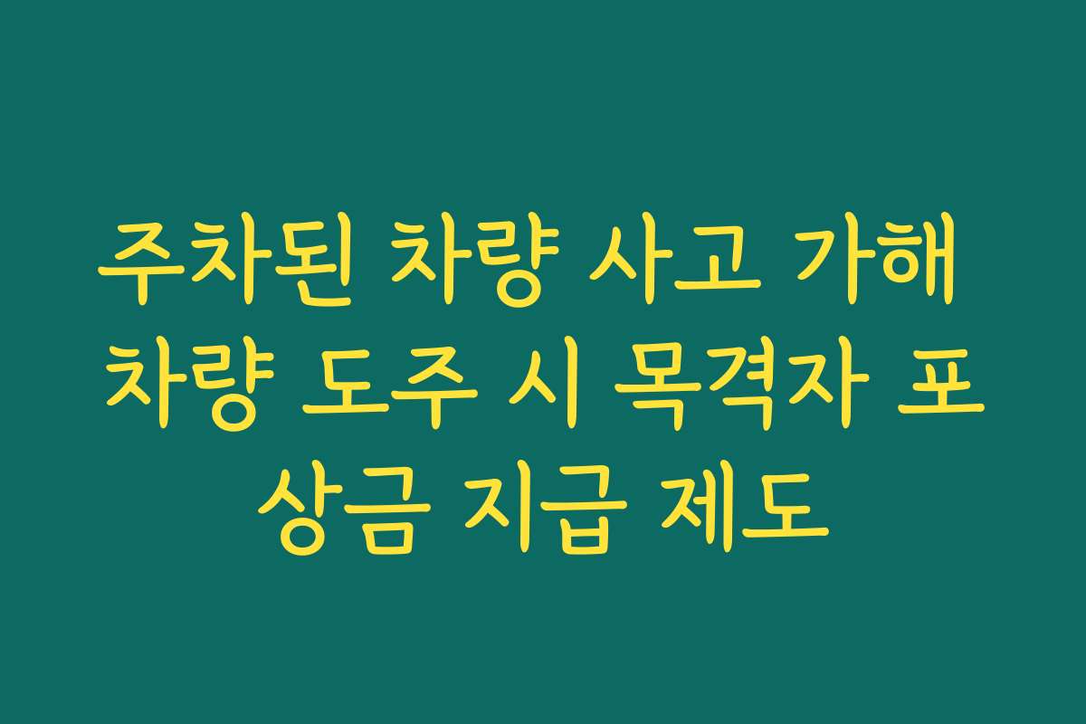 주차된 차량 사고 가해 차량 도주 시 목격자 포상금 지급 제도