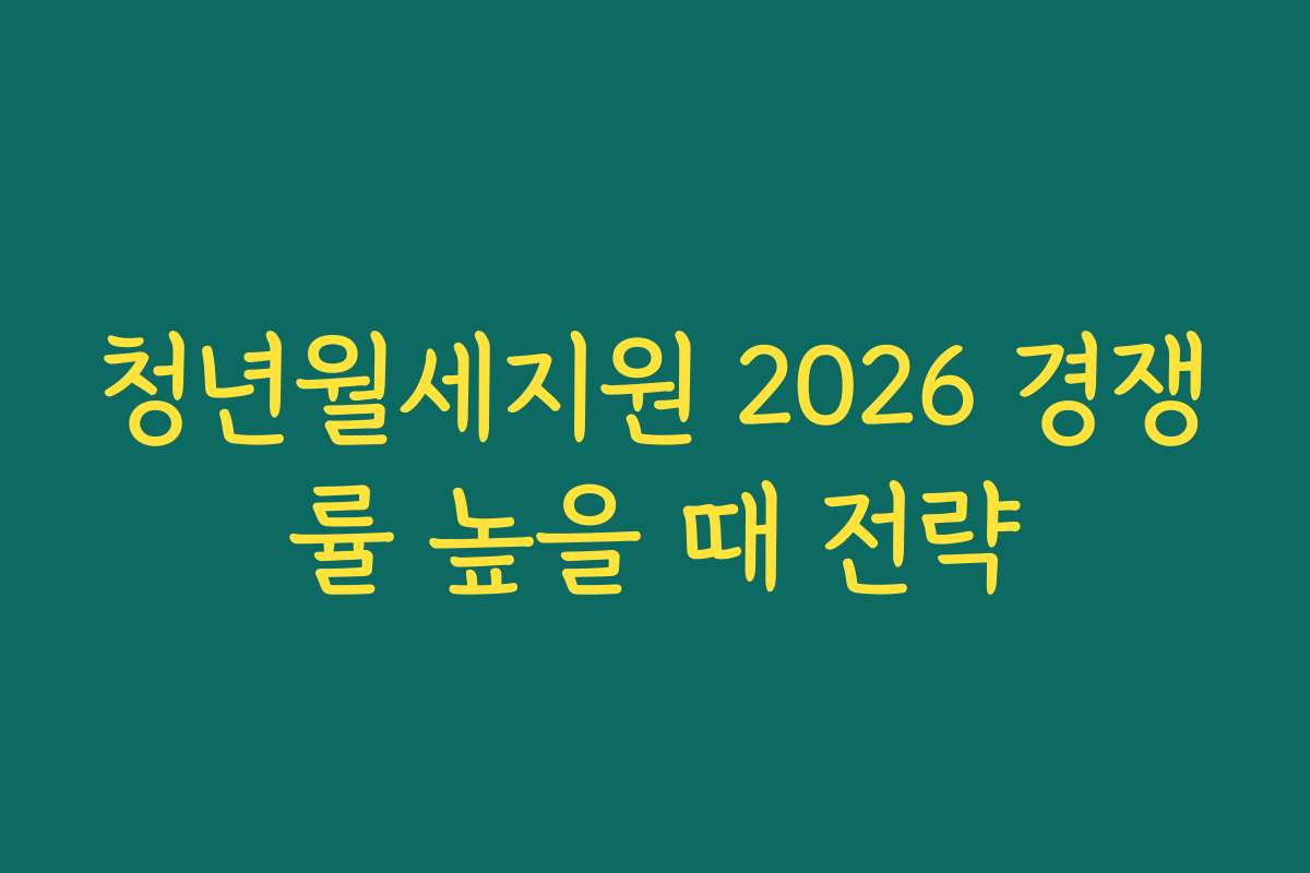 청년월세지원 2026 경쟁률 높을 때 전략