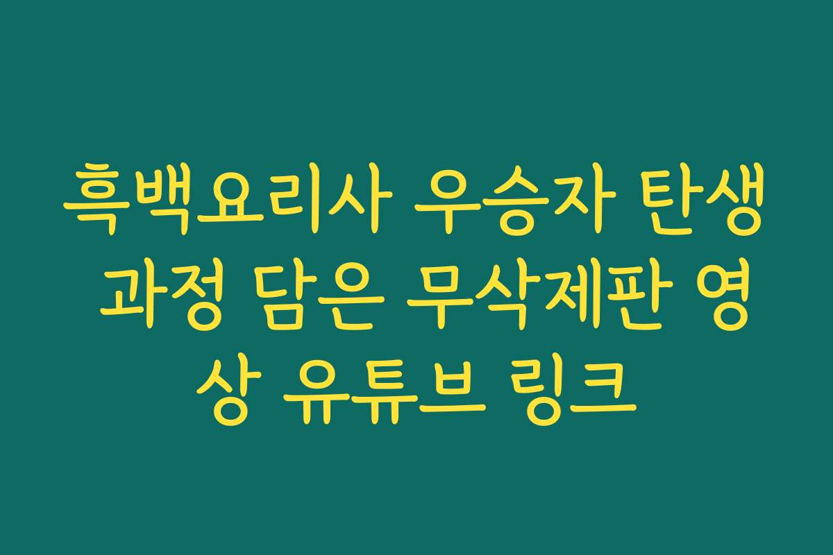 흑백요리사 우승자 탄생 과정 담은 무삭제판 영상 유튜브 링크