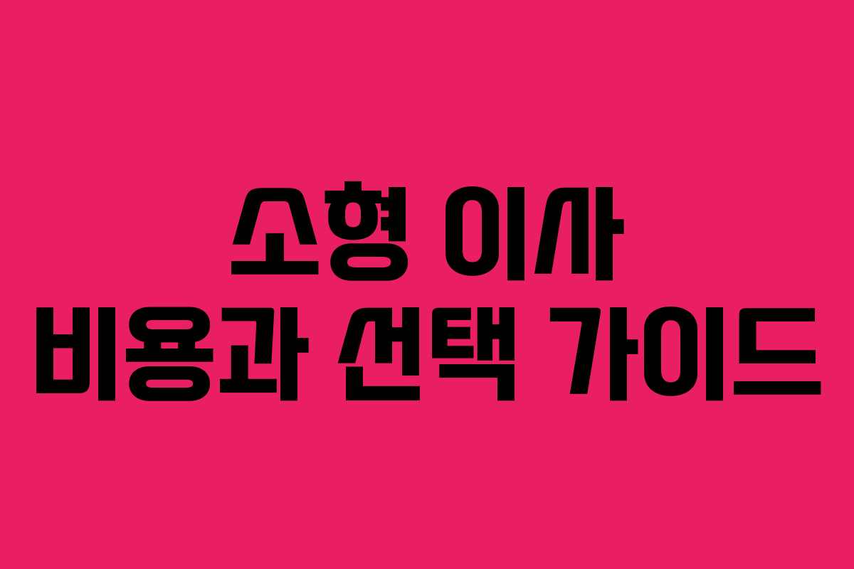 소형 이사 비용과 선택 가이드