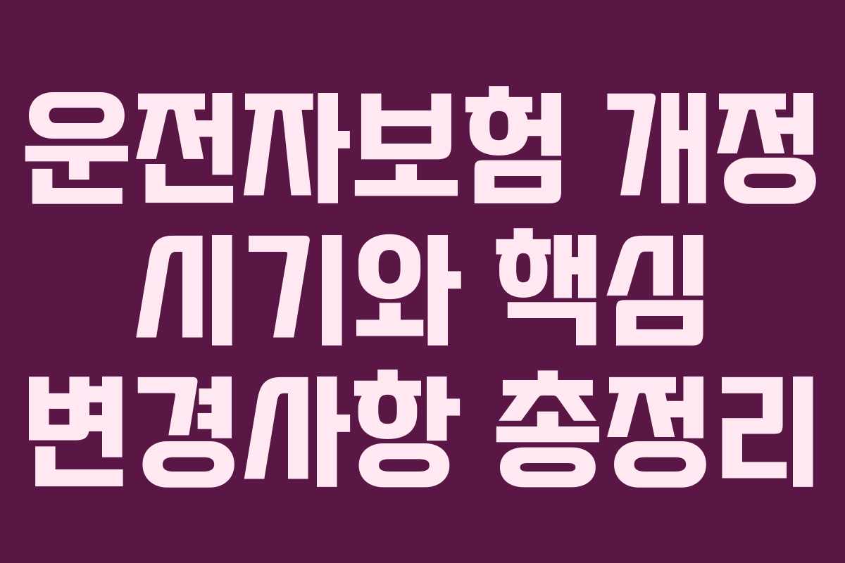 운전자보험 개정 시기와 핵심 변경사항 총정리