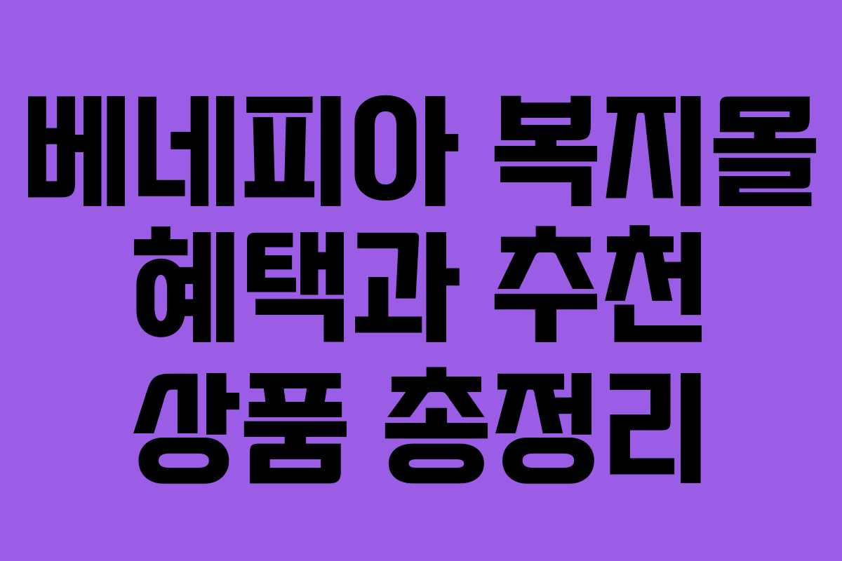 베네피아 복지몰 혜택과 추천 상품 총정리