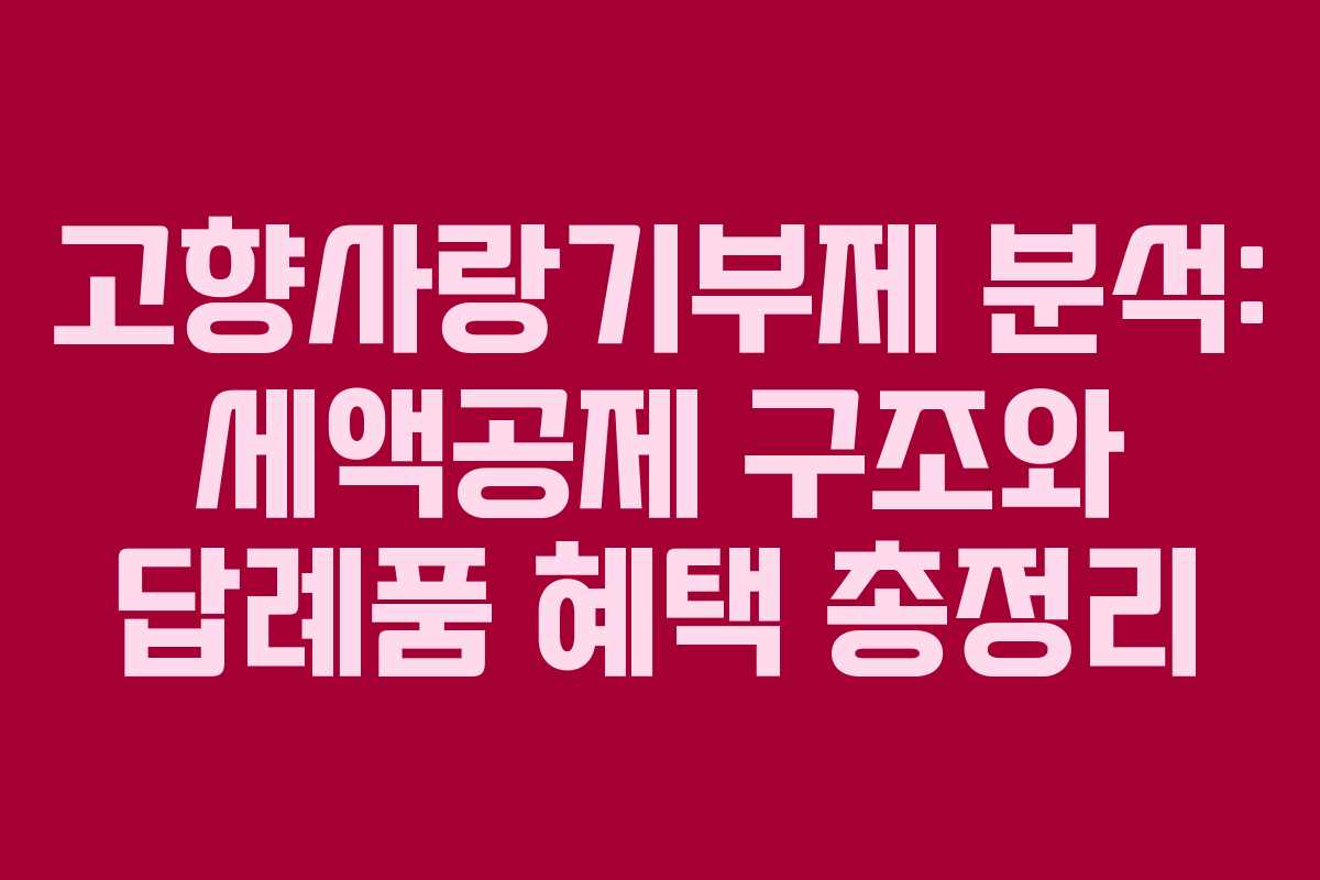고향사랑기부제 분석: 세액공제 구조와 답례품 혜택 총정리