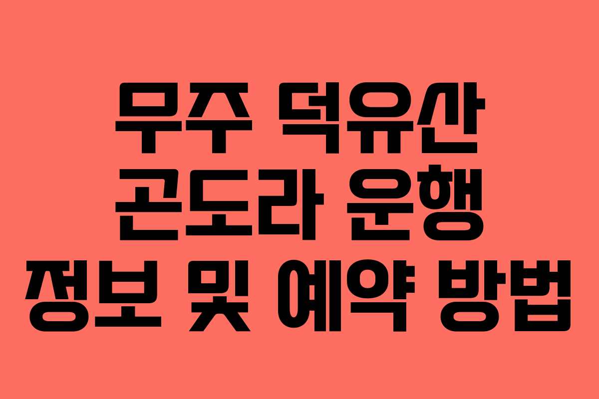 무주 덕유산 곤도라 운행 정보 및 예약 방법