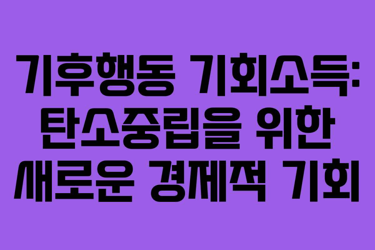 기후행동 기회소득: 탄소중립을 위한 새로운 경제적 기회