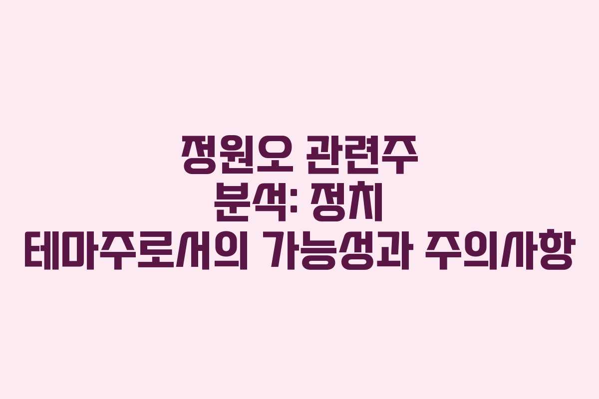 정원오 관련주 분석: 정치 테마주로서의 가능성과 주의사항
