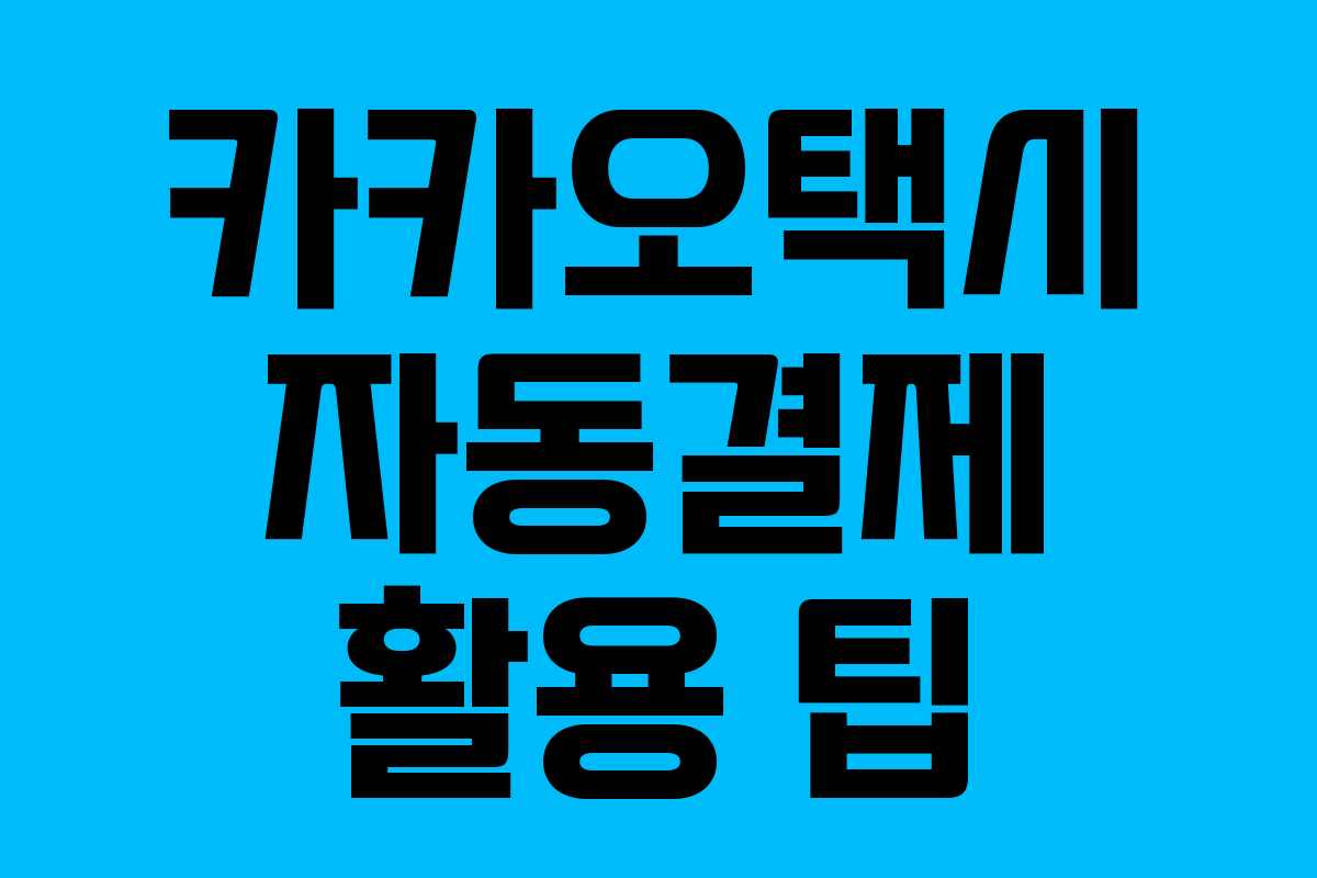 카카오택시 자동결제 활용 팁