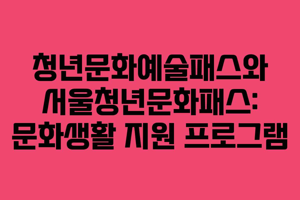 청년문화예술패스와 서울청년문화패스: 문화생활 지원 프로그램