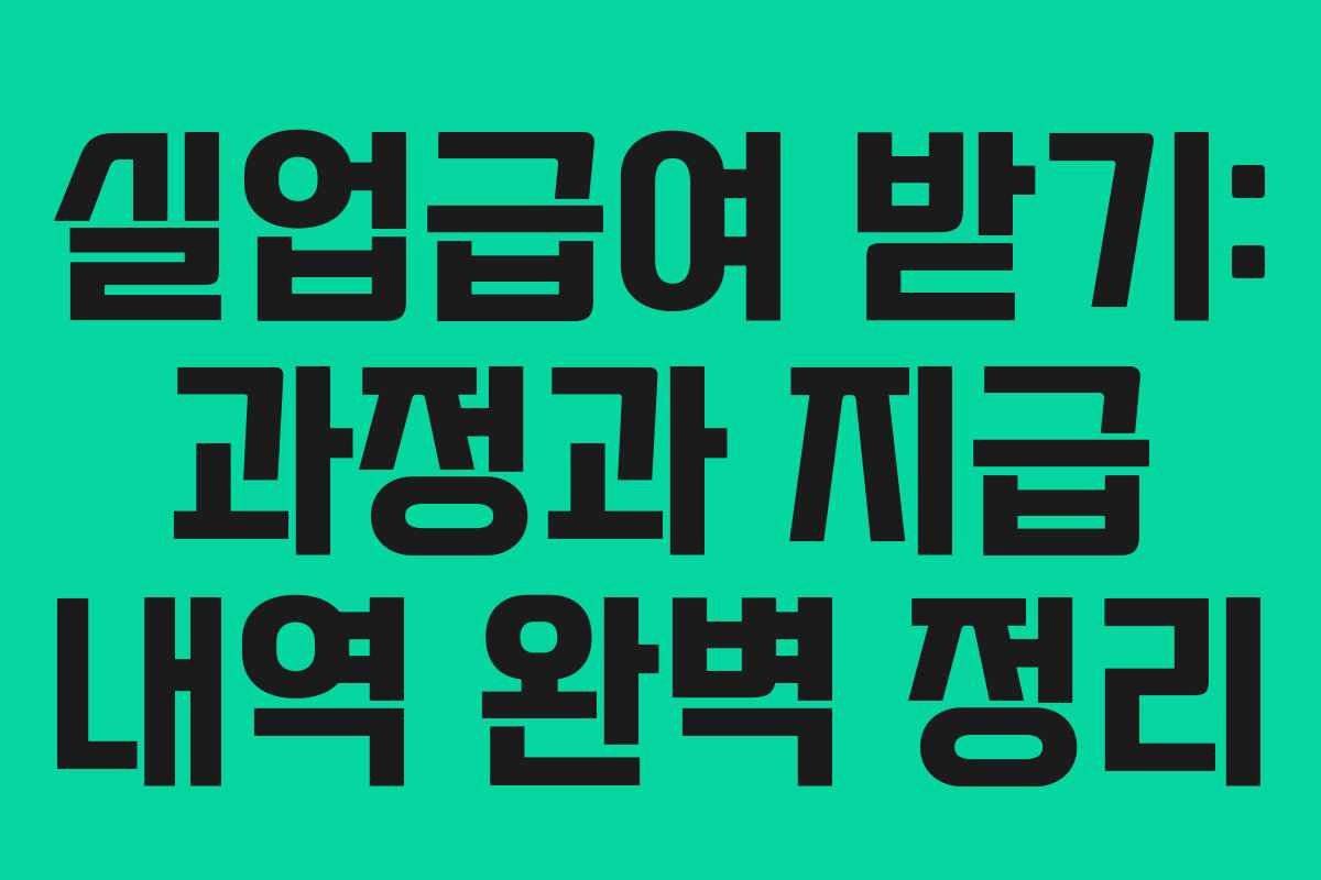 실업급여 받기: 과정과 지급 내역 완벽 정리