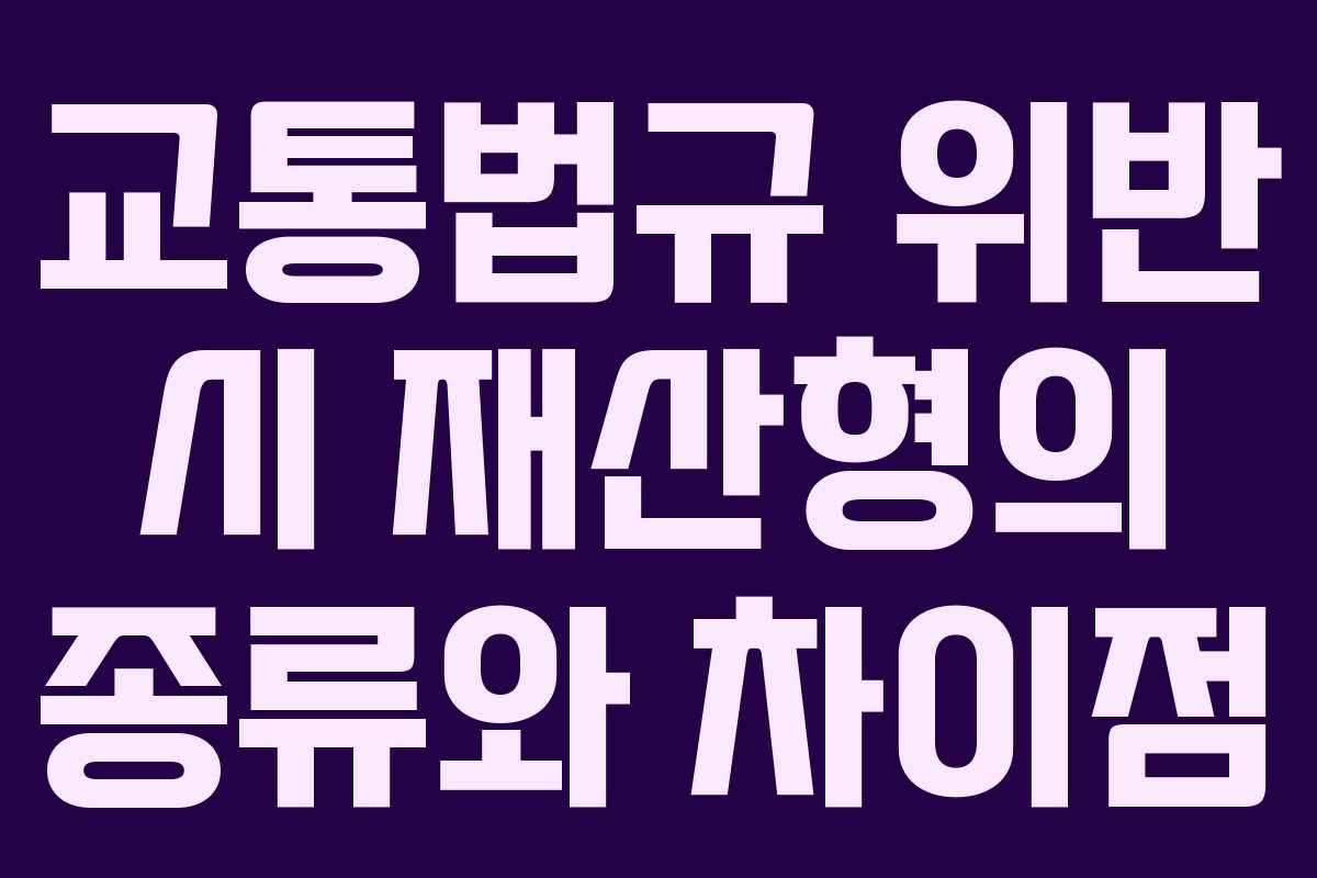 교통법규 위반 시 재산형의 종류와 차이점