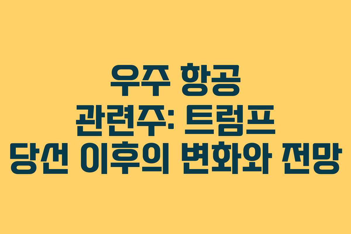 우주 항공 관련주: 트럼프 당선 이후의 변화와 전망