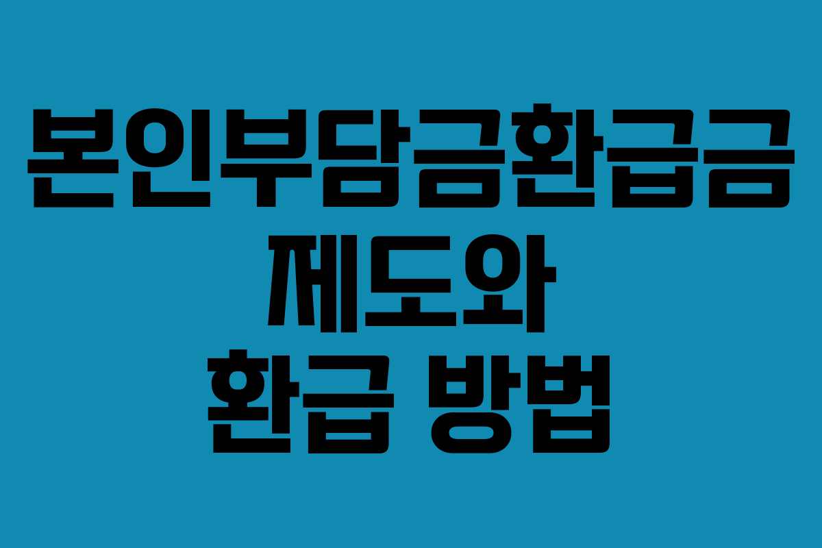 본인부담금환급금 제도와 환급 방법