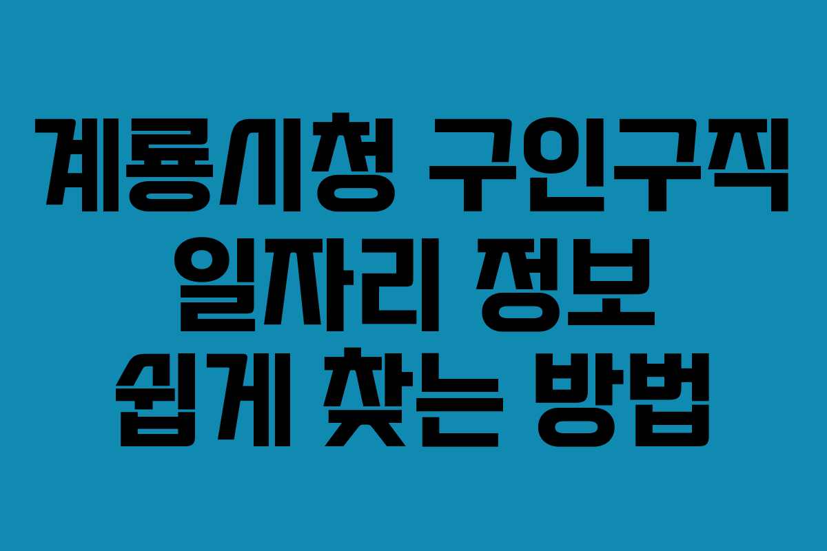 계룡시청 구인구직 일자리 정보 쉽게 찾는 방법